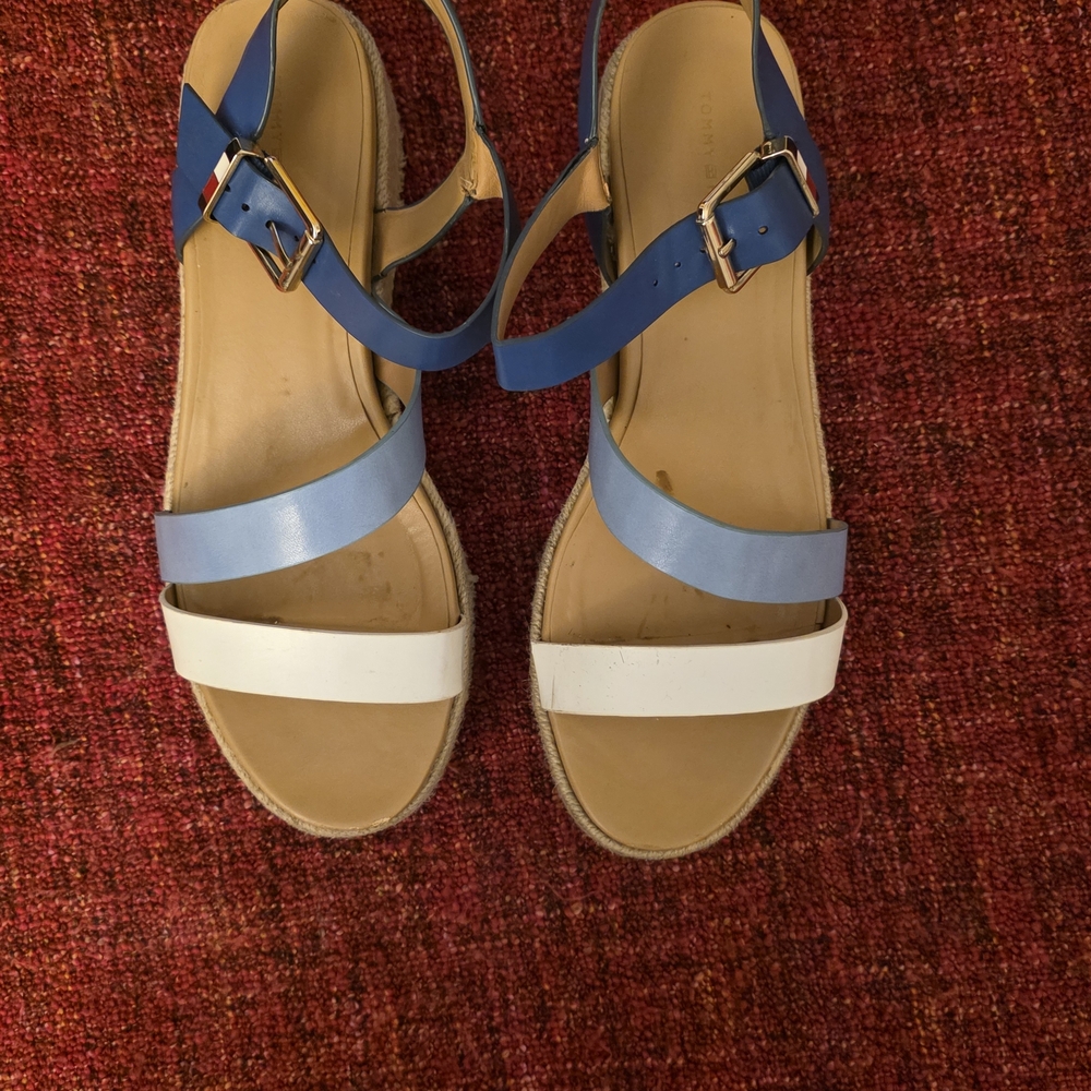 Tommy Hilfiger Blue and White Strappy Sandals